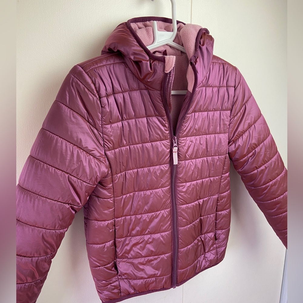 Dusty pink puffy coat girls Cat & Jack